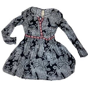Xhilaration BOHO Paisley Long Sleeve Mini Dress Embroidered Beaded Sz M #277K